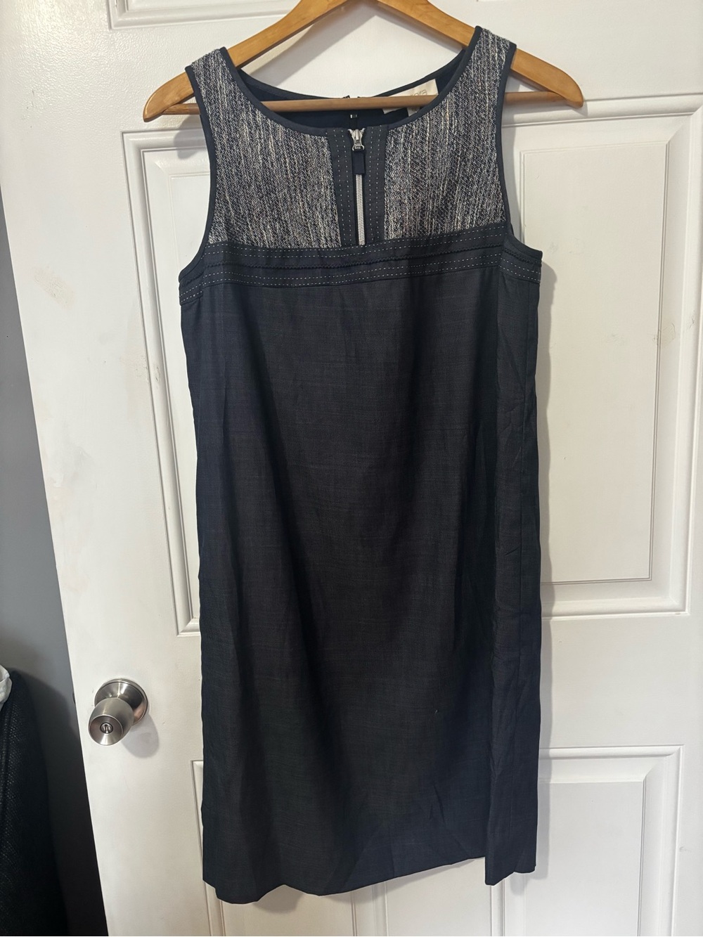 NWT Etcetera sz 6 chambray sleeveless dress msrp $328 texture pockets summer